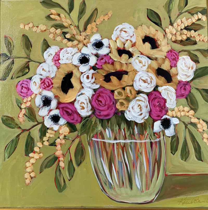 24x24 framed floral by Kate Bruce