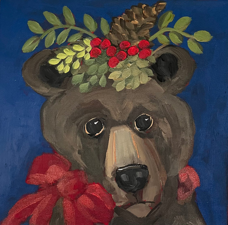 Bear with pine cone